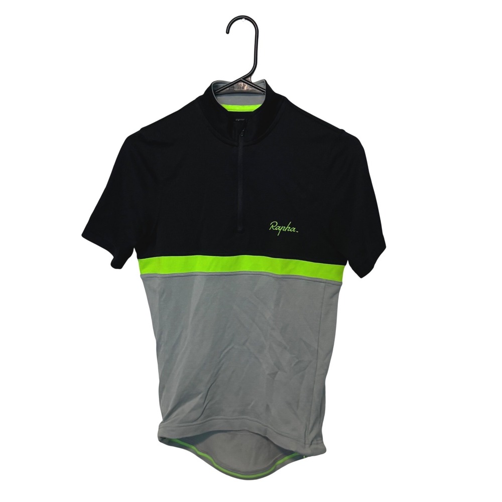 Rapha Club Jersey Mens Small Black Grey Green Merino Wool Blend Cycling Top